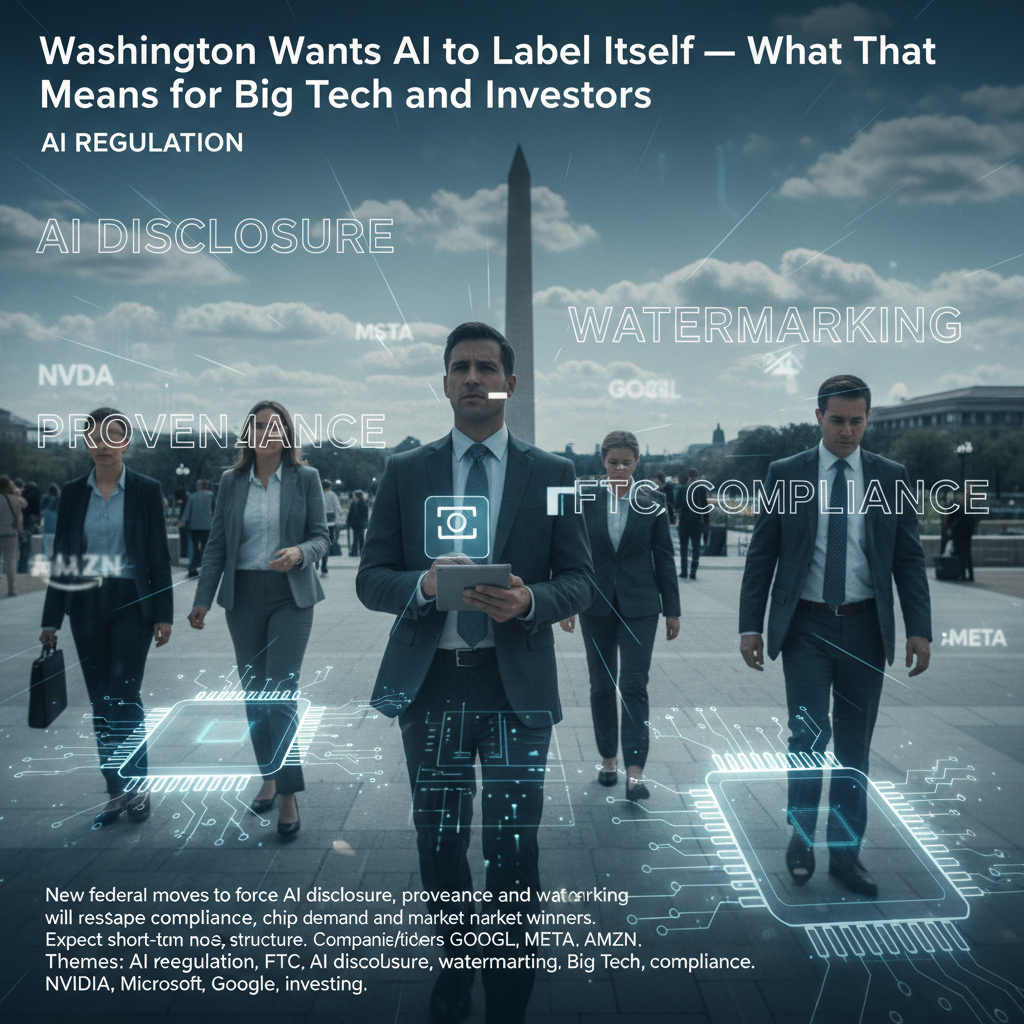 Washington Wants AI to Label Itself — What That Means for Big Tech and Investors