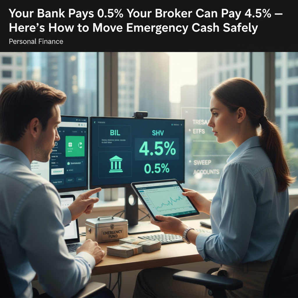 Your Bank Pays 0.5%. Your Broker Can Pay 4.5% — Here’s How to Move Emergency Cash Safely